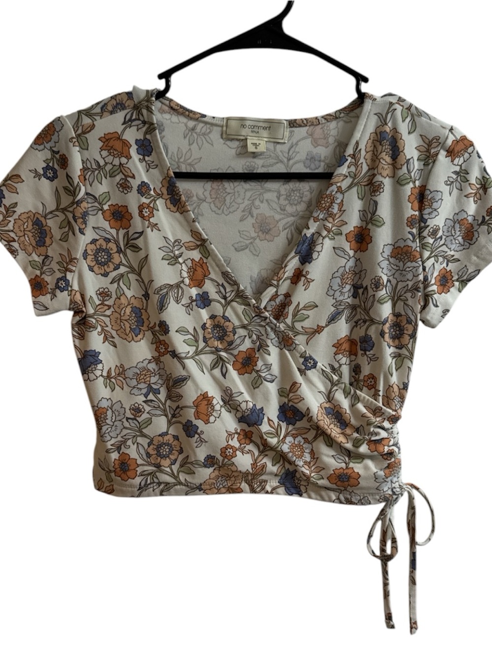 Floral Wrap Crop Top in Cream
